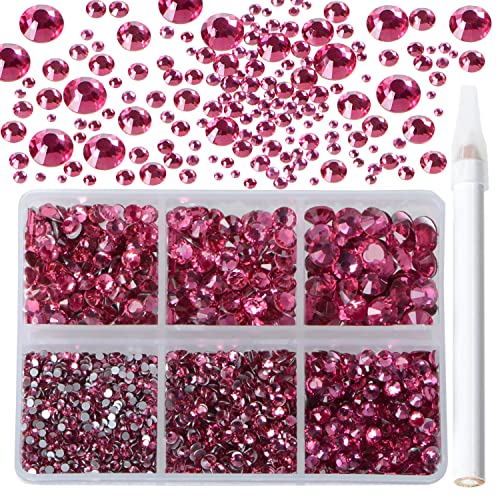 BYMITEL 5000 peças 6 tamanhos misturados cola fixam em strass de vidro redondo gemas de cristal liso para