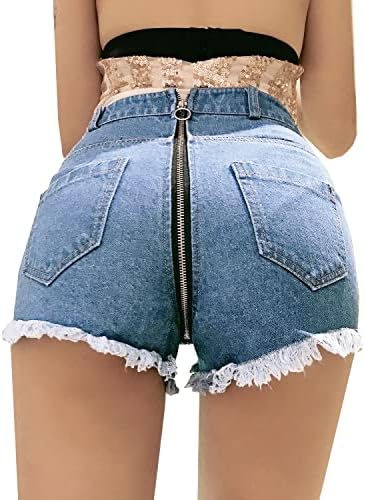 Comlife Womens desgastou Jean Short Back Zipper Raw Edge Hem Summer Summer Sexy Ripped Shorts