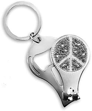 Símbolo da paz Padrão anti-guerra Padrão de unhas Anel de chave de chave de chave de corrente de garrafa