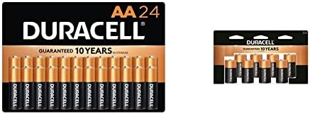 Duracell - Baterias alcalinas AA Coppertop, 24 baterias alcalinas Count & Coppertop C com pacote reclosável
