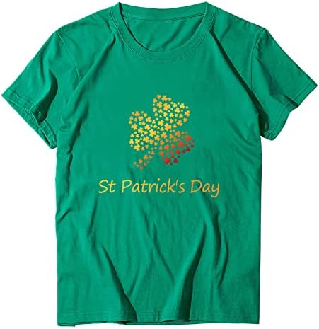 Yubnlvae Saint Patricks Day T-shirt feminino Grass Casual Crewneck Partido solto abençoado Selto Selto