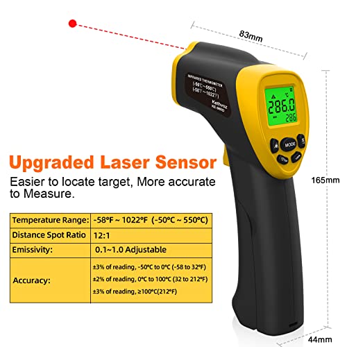 Termômetro a laser infravermelho, Kethvoz Digital IR Temperature Meder Industrial Pirômetro Gun MeauSre