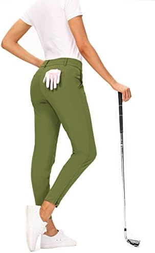 Calças de golfe do Hiverlay Womens Pro Smish Slim Work Pants com tornozelo reto também para caminhadas