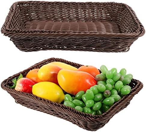 Zerodeko imitação de vime de pão tecido cestas de pão plástico cestas de frutas de vime que serve cesta de mesa