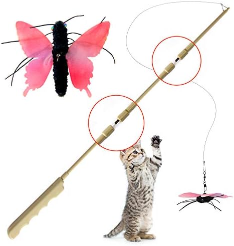 All for Paws Cat Butterfly Teaser Toy com varinha de montagem fácil, brinquedos de enriquecimento