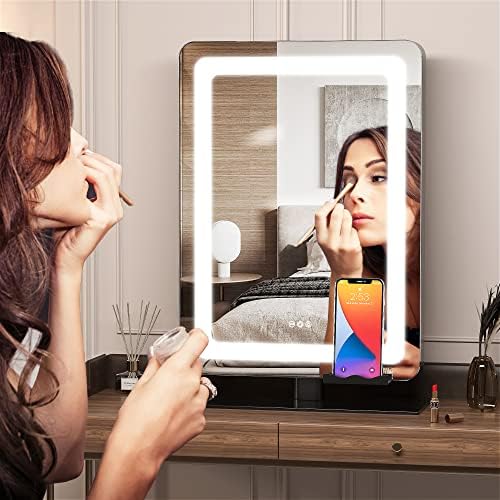 Espelho de vaidade hasipu com luzes, espelho de maquiagem de LED de 16 × 12, espelho de maquiagem iluminado com