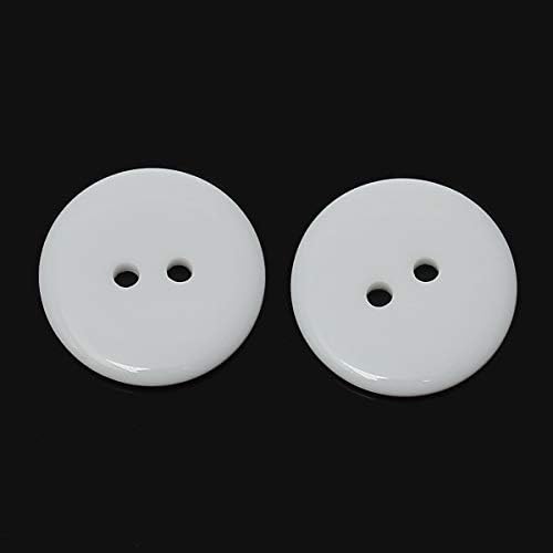 Botões brancos de 100 PCs - 25 mm, botões redondos de 1 polegada, botões de resina de dois orifícios de 1 , botões