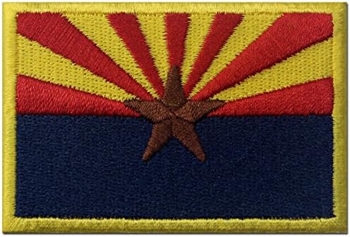 Bandeira do Estado do Arizona bordou emblema tático Ferro em costura no AZ Patch - preto