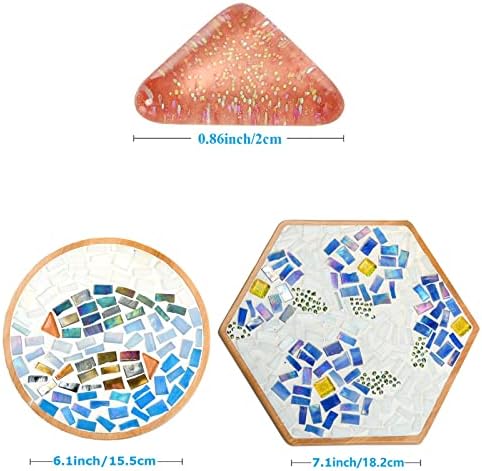 Tilhas de mosaico de vidro, kits de mosaico com montanha -russa de madeira, peças de vidro em