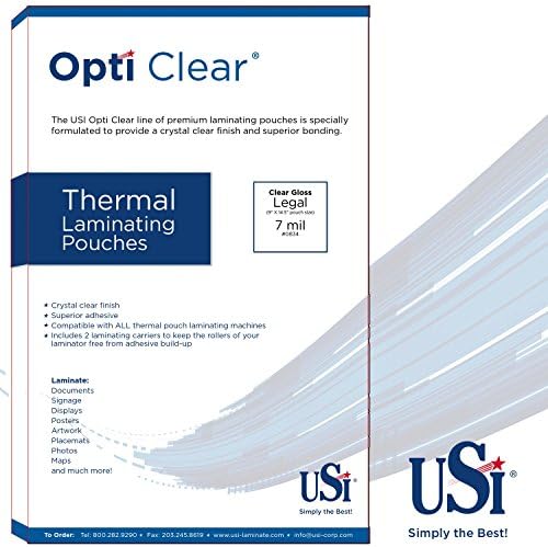 USI Opti Clear Premium Thermal Laminating Bouches, tamanho legal, 10 mil, 9 x 14,5 polegadas, 50 pacote