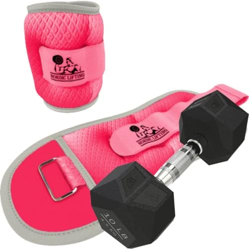 Pesos do pulso do tornozelo 3lb - pacote rosa com halteres prisma 10 lb