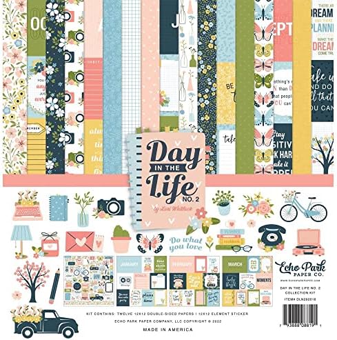 Pacote de coleção de papel do Echo Park: dia na vida nº 2 12 x 12 Kit de coleção + dia na vida nº 2 ”x 12”