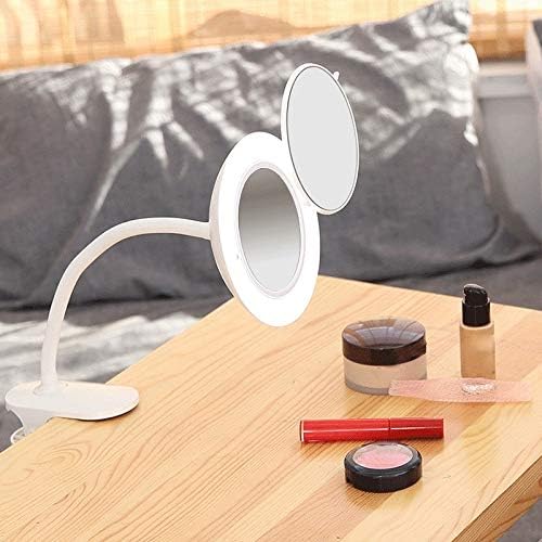 Espelho de maquiagem de LED de Zchan com luzes, ampliação de 5x 6 Portátil redondo HD Rotatable Clipe