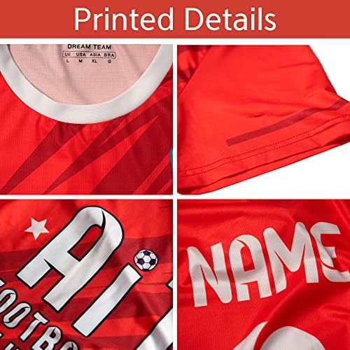 Jersey de futebol personalizada para homens jovens, shorts de camisa personalizada com nome de