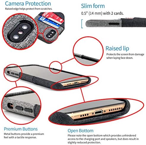 Dockem iPhone XS Max Wallet Case: placa de metal embutida para montagem magnética e 2 slots
