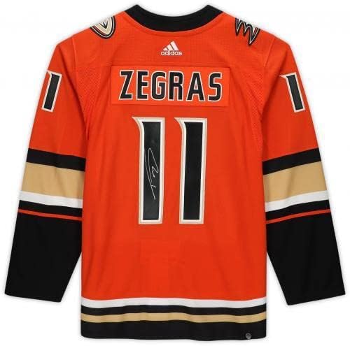 Trevor Zegras Anaheim Ducks autografados 11 Orange Adidas Jersey Authentic - Jerseys autografadas da NHL