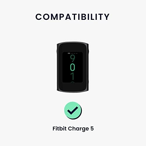 Bandas de silicone kwmobile compatíveis com carga Fitbit 5 - tamanho S 5,5-8,1 polegadas - preto/cinza