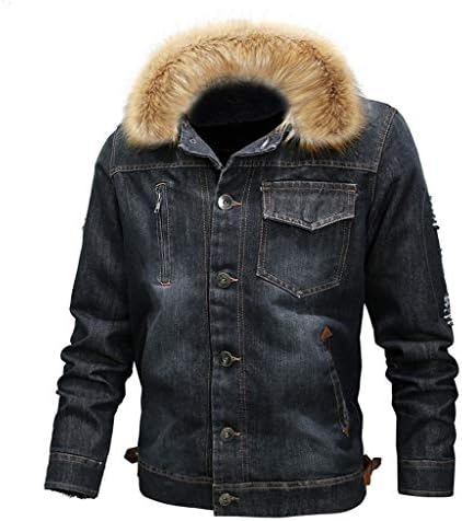 Homens outono de inverno lã quente vintage vintage angustiado jaqueta de jeane Outwear casaco
