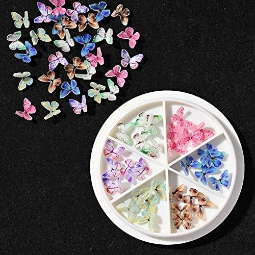 30pcs/roda 3d colorido butterfly charme unha arte strass rinestones mini ab borboleta unhas gems decoração