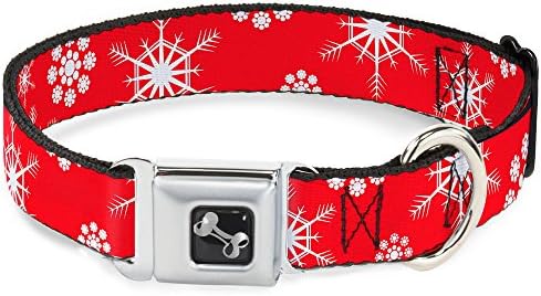 Cola de cachorro Fivela de cinto de segurança Flocos de neve vermelho 11 a 17 polegadas 1,0 polegadas de largura