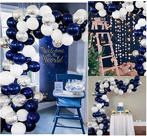 Balões de 100 pacote azul marinho diferentes tamanhos diferentes 18/12/10/5/5 polegadas kit de balão de festa cromado redondo pérola escura Balões escuros para a formatura do casamento