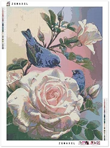Kits de pintura de arte de diamante ZGMAXCL DIY para adultos e crianças redondo pássaros e flores