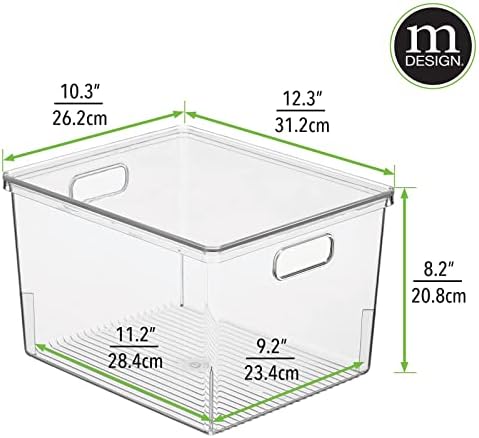 Mdesign grande caixa de armazenamento de armário de banheiro plástico grande com alças/tampa, organizador