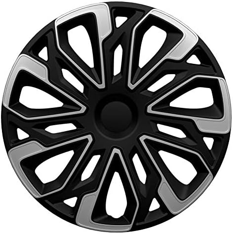 Capas de roda definidas no estilo automático Estoril Silver/preto de 15 polegadas