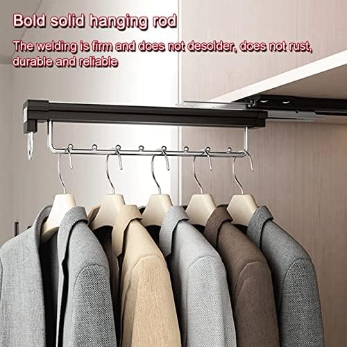Jiaockjiao Pull Out Closet Valet Rod, cabides de calça ajustáveis ​​extensíveis, haste de roupa pendurada retrátil,