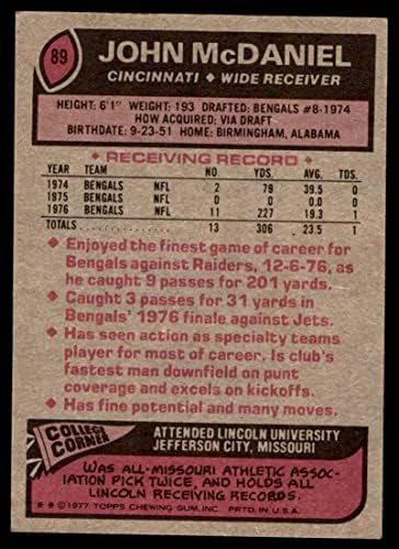 1977 Topps 89 John McDaniel Cincinnati Bengals Good Bengals Lincoln