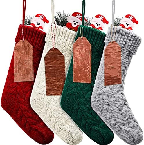 18 polegadas de tricotar meias de Natal com tags de nome Defina meias de Natal para Decoração de Natal