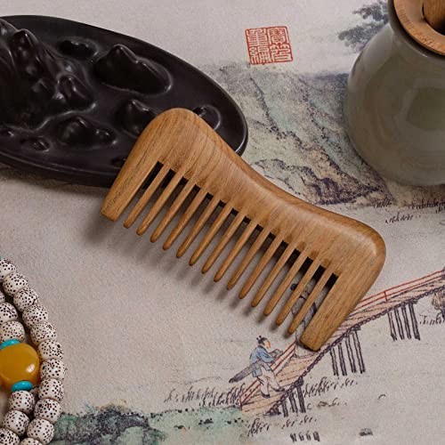 MoreInday 2 embala a madeira pente de madeira de dente largo de pêlo de cabelo de sândalo para mulheres