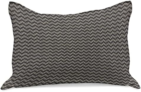 Ambesonne Chevron Kilt Quilt Cobro de travesseiros, composição geométrica contínua de ziguezague e traços interiores