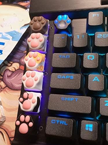 Kitten Paw Multi-Color Abs & Silicon Artisan Keycap teclado mecânico American Shorthair Cat, Orange/Marmalade