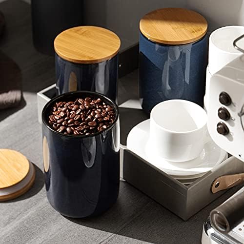 Lata de café com zonesum para cozinha, porcelana Cafeteira de armazenamento de café com tampa,