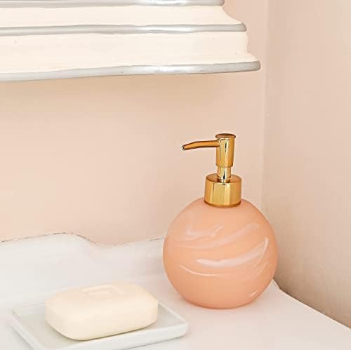Dispensador de sabão de mão com bomba dourada, garrafa de dispensador de banheiro de padrão de marmorizada