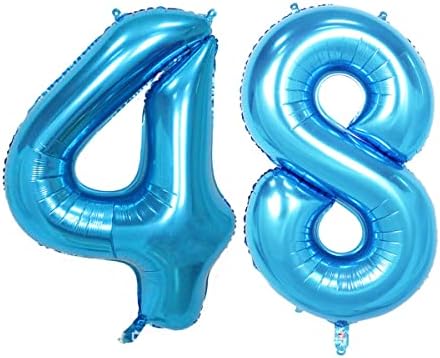 12pcs Blue Balloon Set Número 48 Kit de balão Gigante 48 FOIL DIGITAL FOIL BALOON FAVORES DE FESTO
