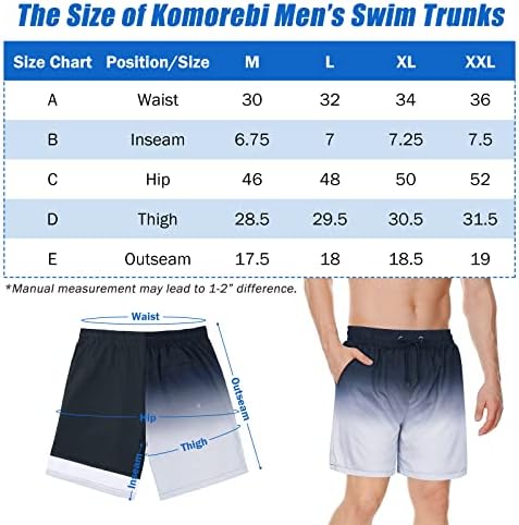 Turncos de natação masculinos de komorebi com revestimento de compressão de 7 polegadas de insam boxeador