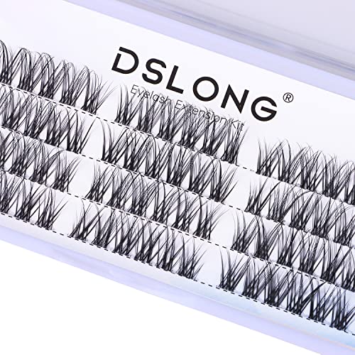 DSLONG CLUTRER Lashes Extensão Diy Dyelash, banda clara fina de aparência natural cílios de tira individual,