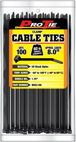 Pro Tie N8Cl500 Taque de cabo de pinça de 8 polegadas, nylon natural, 500 pacote