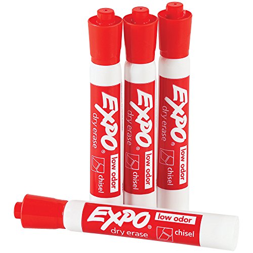 Marcadores de apagamento a seco da Aviditi Expo, vermelho, Use com placas de apagamento a seco para