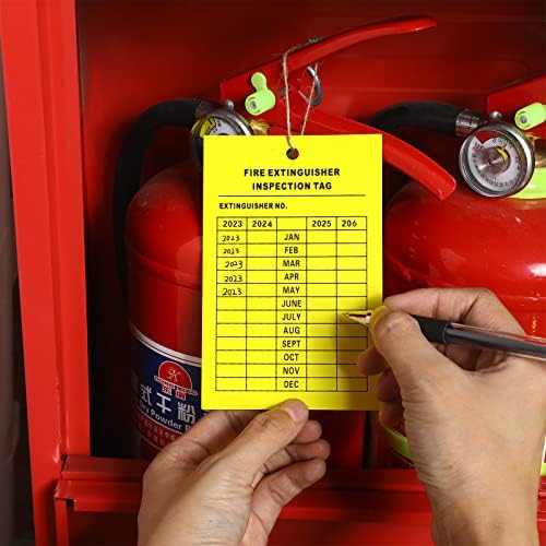 50 peças EXPORTENTES Monthal de incêndio Tags de inspeção recordam etiquetas de recarga de extintores