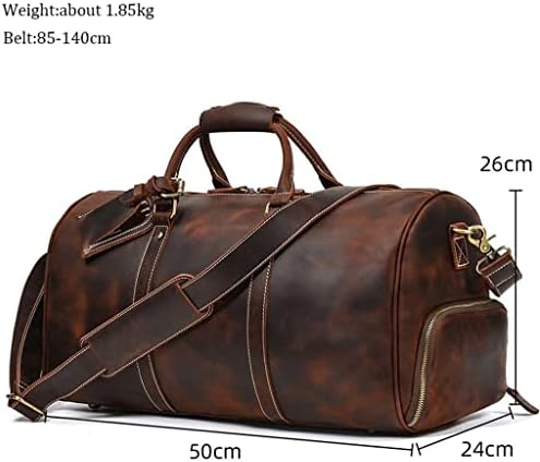 Eyhlkm Vintage Men's Bagage Bag Saco de viagem com bolso de sapato Geunine Leather ombro Mensageiro