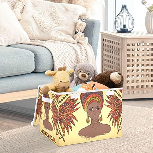 Innwgogo lindas caixas de armazenamento de mulheres africanas com tampas para organizar o cubo