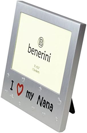 Benerini 'eu amo minha nana' - Photo Picture Frame Presente - 5 x 3,5 - Presente de cor prata de alumínio
