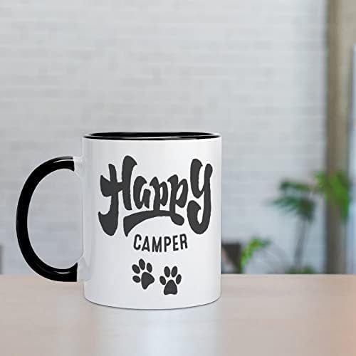 Happy Camper Dog Paw Caneca Cerâmica Creative Black Inside Coffee Cup de canecas Durável Handal