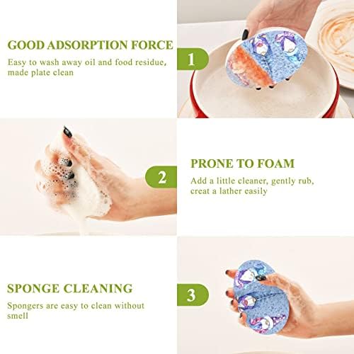 3pcs esfrega esponjas três gnomos fofos esponja de prato pop-up azul para limpeza de cozinha banheiro doméstico