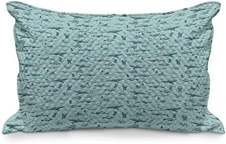 Ambesonne Náutica acolchoada na capa de travesseiro, padrão de estilo marinho vintage com casas de marinho de