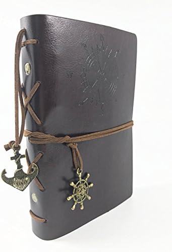 Caderno de diário de escrita de couro náutico vintage, folha solta em branco reabastecida Planejador