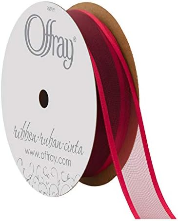 Offray 244852 7/8 Wide Arabesque Wired Edge Ribbon, 15 jardas, vermelho
